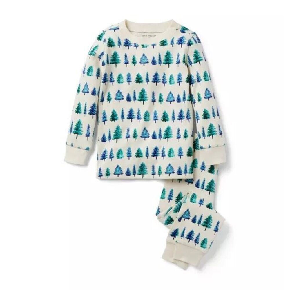 Janie & Jack Good Night Pine Tree Forest Print 2 Piece Toddler Pajama Set 2T